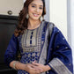 Silk Blend Weaving, Embroidery and Sequins Work A-Line Kurta with Pant & Dupatta