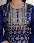 Silk Blend Woven Embroidered Straight 3 Piece Kurta Set