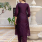 Silk Blend Weaving, Embroidery and Sequins Work A-Line Kurta with Pant & Dupatta