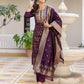 Silk Blend Weaving, Embroidery and Sequins Work A-Line Kurta with Pant & Dupatta