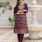 Silk Blend Weaving, Embroidery and Sequins Work A-Line Kurta with Pant & Dupatta