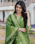 Silk Blend Woven Woven Straight 3 Piece Kurta Set