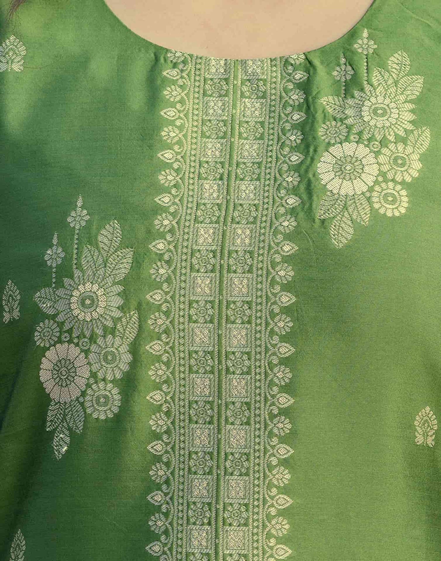 Silk Woven Design Straight Kurta with Pant & Dupatta