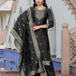 Silk Blend Weaving Straight Kurta with Pant & Dupatta