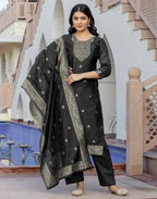 Silk Blend Woven Woven Straight 3 Piece Kurta Set
