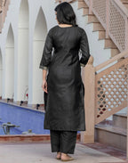 Silk Blend Woven Woven Straight 3 Piece Kurta Set