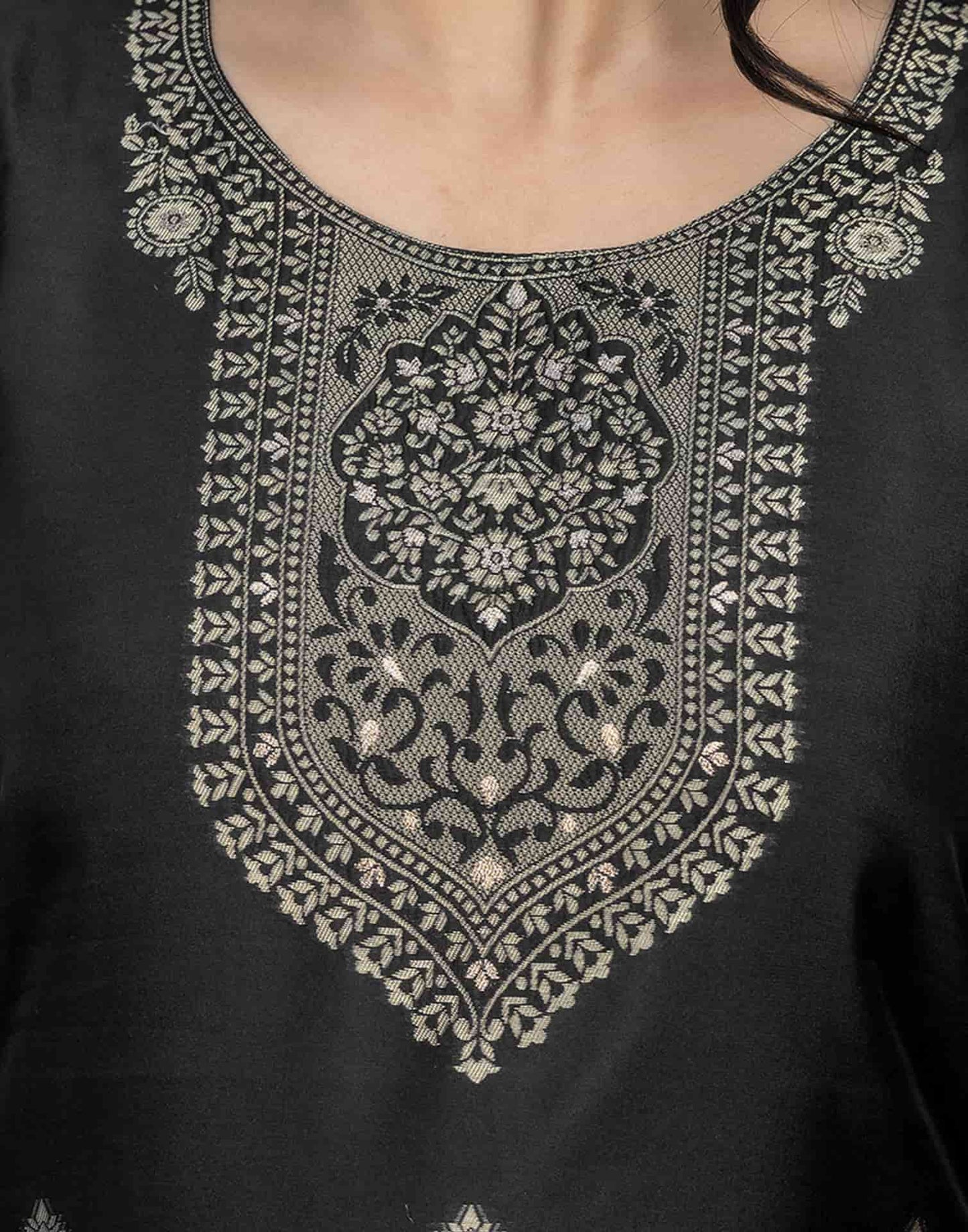Silk Blend Weaving Straight Kurta with Pant & Dupatta