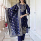 Silk Blend Weaving Straight Kurta with Pant & Dupatta