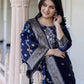 Silk Blend Weaving Straight Kurta with Pant & Dupatta