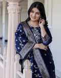 Silk Blend Woven Woven Straight 3 Piece Kurta Set