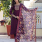 Silk Blend Weaving Straight Kurta with Pant & Dupatta