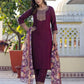 Silk Blend Weaving Straight Kurta with Pant & Dupatta
