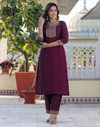 Silk Blend Woven Woven Straight 3 Piece Kurta Set