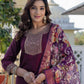 Silk Blend Weaving Straight Kurta with Pant & Dupatta
