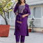 Cotton Blend Weaving and Lace Straight Kurta with Pant & Dupatta