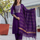 Cotton Blend Weaving and Lace Straight Kurta with Pant & Dupatta