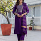 Cotton Blend Weaving and Lace Straight Kurta with Pant & Dupatta