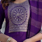 Cotton Blend Weaving and Lace Straight Kurta with Pant & Dupatta