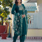 Cotton Blend Weaving and Lace Straight Kurta with Pant & Dupatta