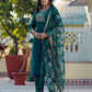 Cotton Blend Weaving and Lace Straight Kurta with Pant & Dupatta