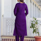 Cotton Blend Weaving and Lace Straight Kurta with Pant & Dupatta