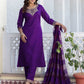 Cotton Blend Weaving and Lace Straight Kurta with Pant & Dupatta