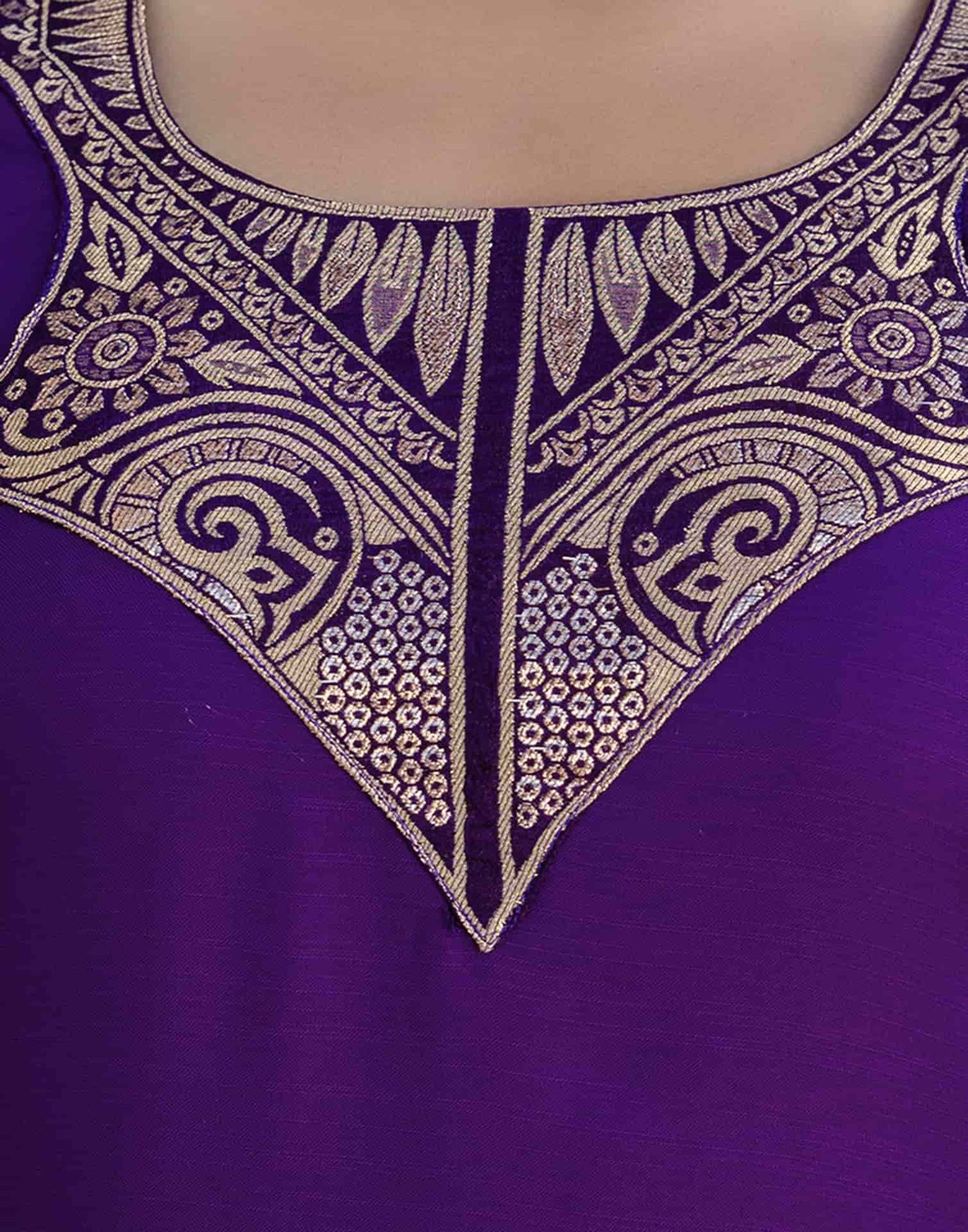 Cotton Blend Weaving and Lace Straight Kurta with Pant & Dupatta