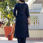 Cotton Blend Weaving and Lace Straight Kurta with Pant & Dupatta