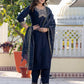 Cotton Blend Weaving and Lace Straight Kurta with Pant & Dupatta