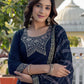 Cotton Blend Weaving and Lace Straight Kurta with Pant & Dupatta