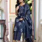Cotton Floral Printed, Lace Straight Kurta with Pant & Dupatta