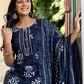 Cotton Floral Printed, Lace Straight Kurta with Pant & Dupatta