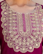 Silk Blend Embroidered Straight 3 Piece Kurta Set