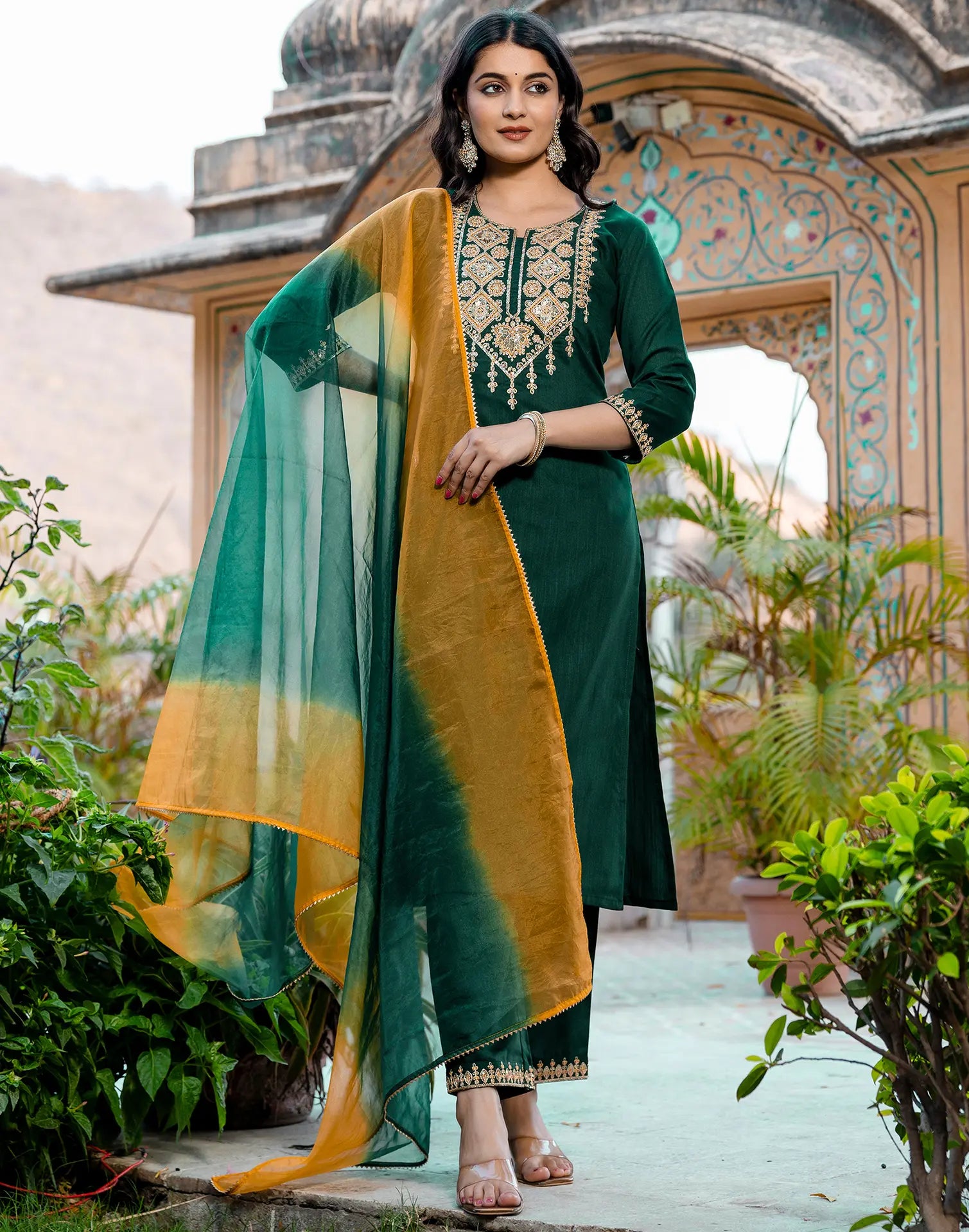 Viscose Rayon Embroidered Straight 3 Piece Kurta Set