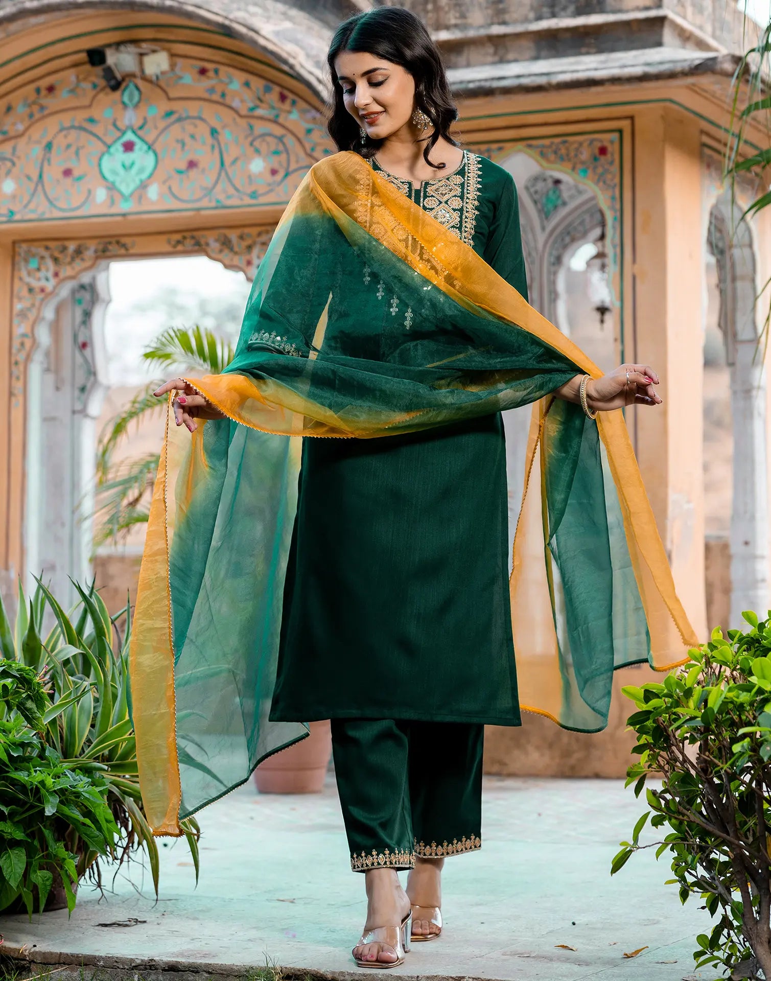 Viscose Rayon Embroidered Straight 3 Piece Kurta Set