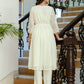 Georgette Solid and Lace A-Line Kurta with Pant & Dupatta