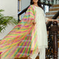 Georgette Solid and Lace A-Line Kurta with Pant & Dupatta