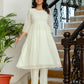 Georgette Solid and Lace A-Line Kurta with Pant & Dupatta
