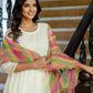 Georgette Solid and Lace A-Line Kurta with Pant & Dupatta