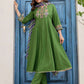Cotton Sequins Enbroidery Work, Lace Anarkali Kurta with Pant & Dupatta