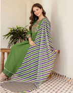 Poly Chinnon Embroidered Anarkali 3 Piece Kurta Set