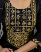 Silk Blend Woven Straight 3 Piece Kurta Set