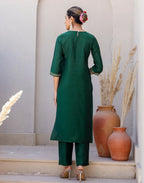 Silk Blend Embroidered Straight 3 Piece Kurta Set
