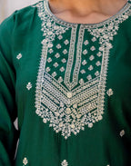 Silk Blend Embroidered Straight 3 Piece Kurta Set