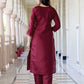 Silk Embroidered Straight Kurta with Pant & Dupatta