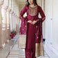 Silk Embroidered Straight Kurta with Pant & Dupatta