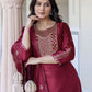 Silk Embroidered Straight Kurta with Pant & Dupatta