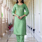 Silk Blend Embroidery and Sequins Work Straight Kurta with Pant & Dupatta