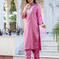 Silk Blend Embroidery Work Straight Kurta with Pant & Dupatta