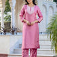 Silk Blend Embroidery Work Straight Kurta with Pant & Dupatta